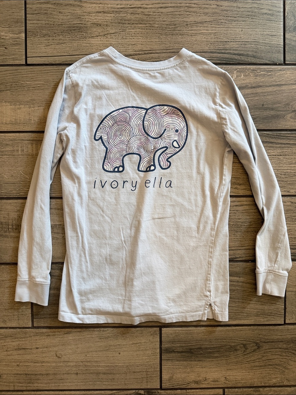 Ivory Ella Long-Sleeve Elephant Graphic Tee - Light Cream